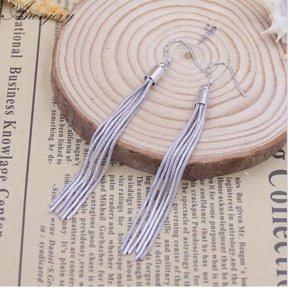 NEW 925 Sterling Silver Tassel Chain Drop Earrings - Picture 3 of 11